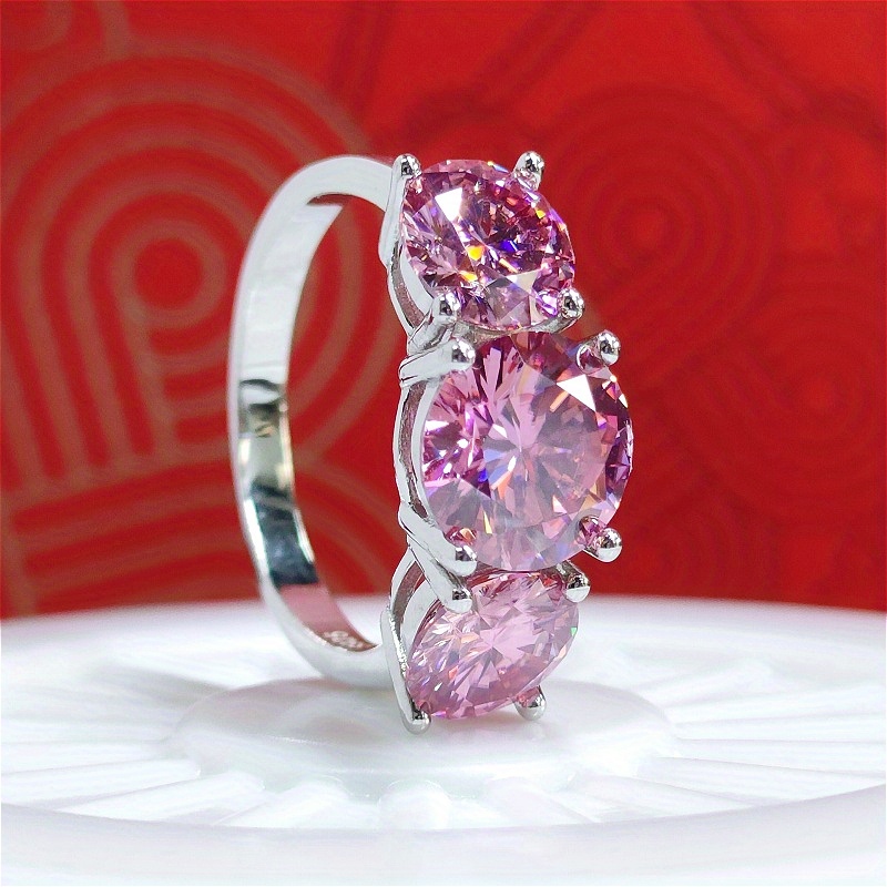 Women's Moissanite Three-Stone S925 Ring, Perfect Birthday Gift